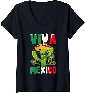 Womens Celebrate Fun Fiesta in Classic Mexican Style V-Neck T-Shirt