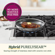 PURELYSEAR 6-Piece Stainless Steel Frying Pan Set with Glass Lids by Cuisinart – Glass 430 stainless steel, Edelstahl, Model FTPS226EU