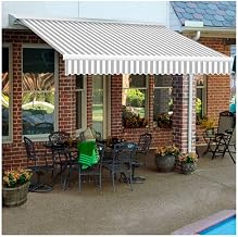 Awntech Retractable Awning Left Motor 16'W x 10'D x 10" H Gray/White