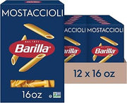 Barilla Mostaccioli Pasta, Non-GMO Kosher Pasta, 16oz. (12PK)