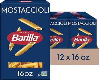 Barilla Mostaccioli Pasta, Non-GMO Kosher Pasta, 16oz. (12PK)