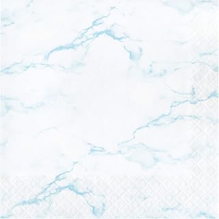 Creative Converting Marble Napkins, 6.5", Blue, White and Gold