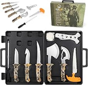 8 Pieces Hunting Knives Sharp Hunting Knife Set, Full Tang Handle Field Dressing Kit for Deer Hunting Season Camping Survival, for Hunter