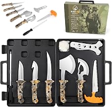 8 Pieces Hunting Knives Sharp Hunting Knife Set, Full Tang Handle Field Dressing Kit for Deer Hunting Season Camping Survival, for Hunter