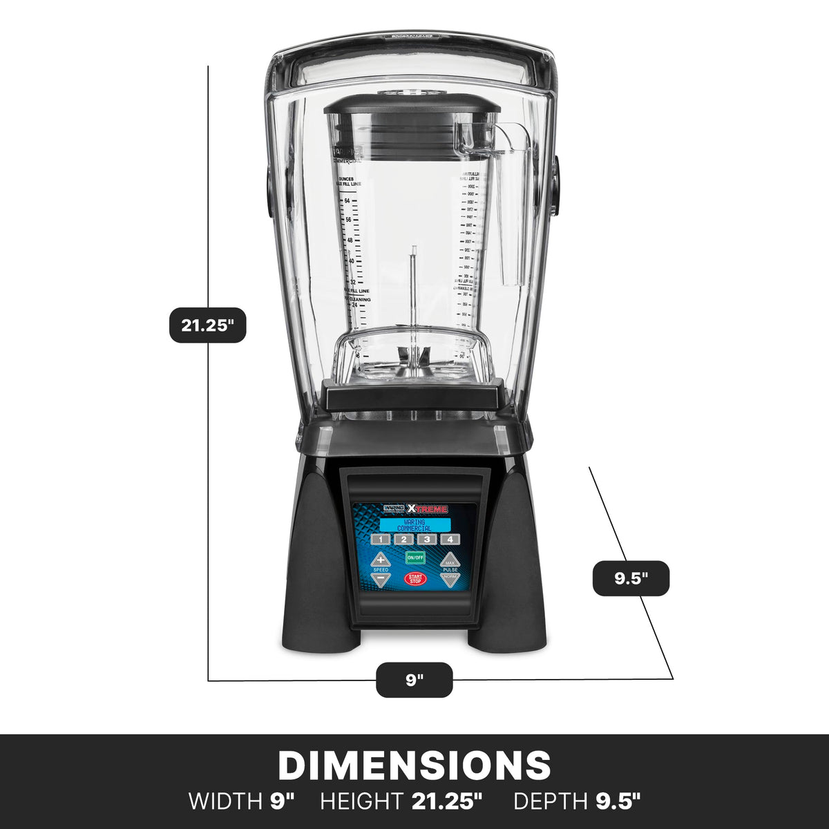 Waring 64 Ounce Copolyester Jar / Black / MX1500XTX - Copolyester 64 Oz Container | Noise Reduction Countertop Blenders