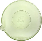 Vegware Compostable Flat Clear Green Lids, Case of 400, Fits 24-46oz Wide Molded Fiber Coupe Bowls, Cold Food Flat Lids, Plant Based PLA Plastic, Disposable
