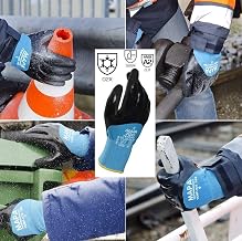 700410 700 Gloves, Double Thermal Lined 3/4 Coated Nitrile Grip and Proof Coating, Cold Protection Up to -10 Degree C, Size 10, Black/Blue (1Pair Pack)