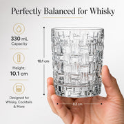 Dancing Stars Bossa Nova Collection Whiskey Tumblers | Set of 4 Clear Crystal Glass for Scotch by Nachtmann – Set of 4, 330 milliliters, Crystal Glass, Clear, Pack of 4