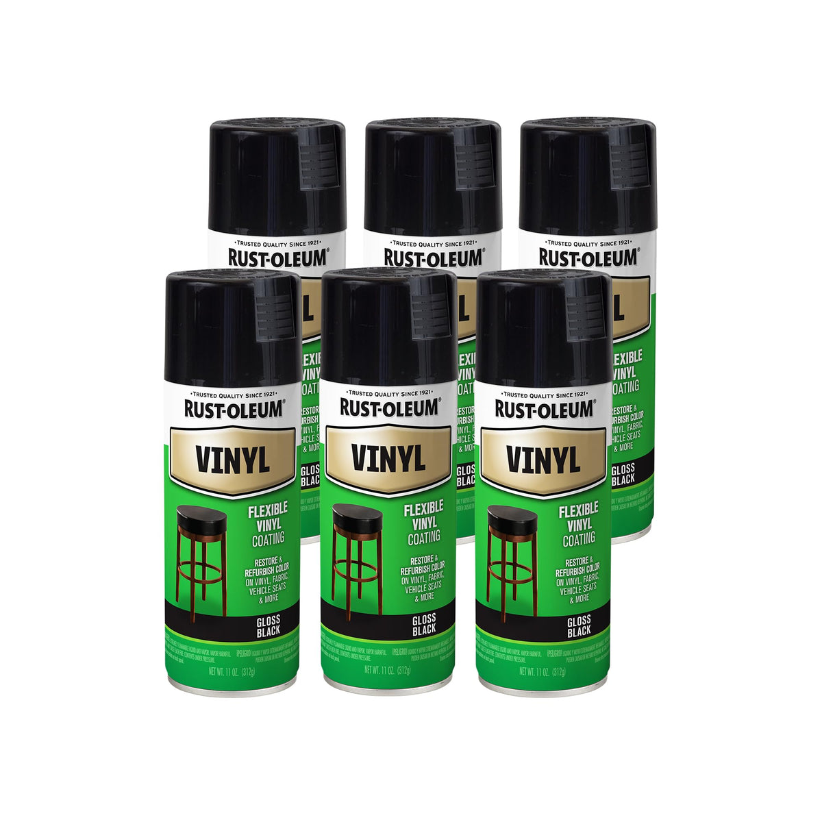 Rust-Oleum Black / 12 Ounce (Pack of 6) / 1 Spray Paint
