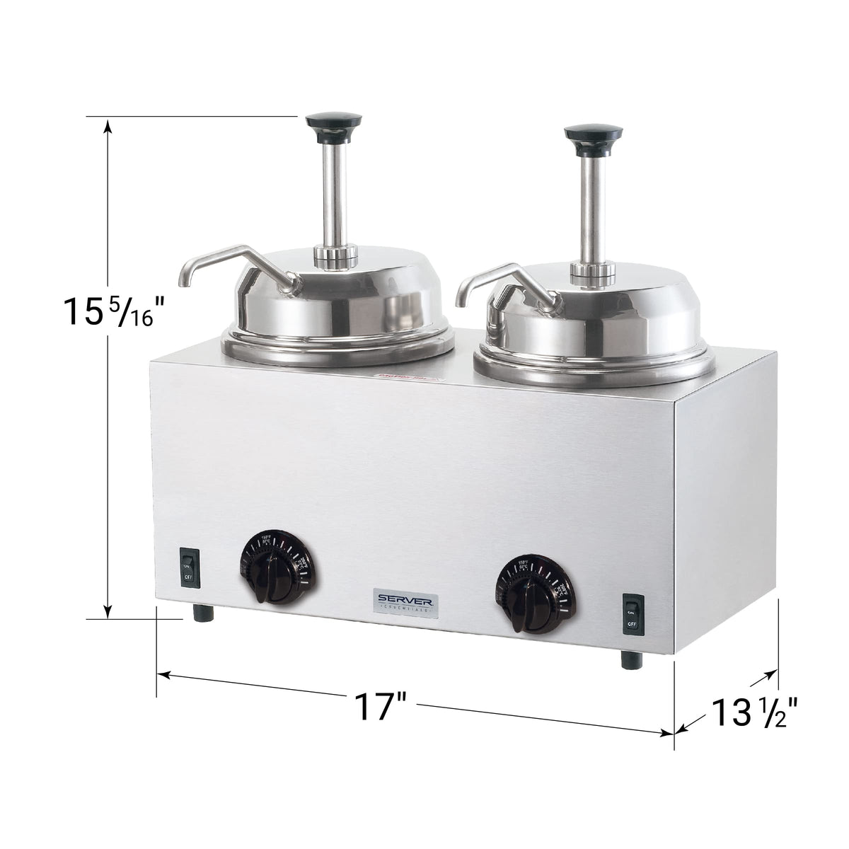 Products Twin Topping Warmer with Pumps by Server – 3.0 quarts, Stainless Steel, Silver, Model 81230
