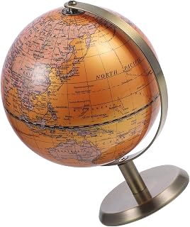 Rotating Educational Globe for Desk and Office Decor, 5.5 Inch Abs and Metal Small Globe for Classroom Learning, Geography Teaching Tool and Stylish Earth Map Sphere
