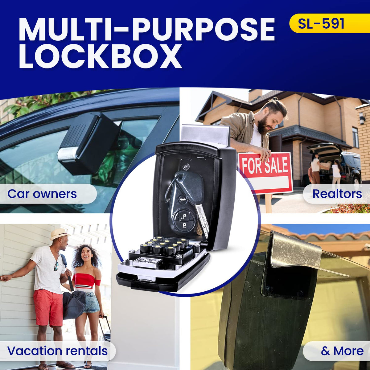 Car Window Punch Button Lock Box by KeyGuard – 1 Pack, Zinc, SL-591, Model SL-591