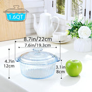 Nutriups Round Glass Casserole, 1.6 Quart with Lid, Ear Handles
