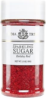 India Tree Pure Holiday Red Sparkling Sugar , Shimmery Sugar Sprinkles for Baking and Decorating , 3.5 Oz Jar (Pack of 1)