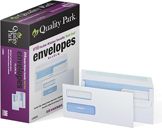 Quality Park #10 Double-Window Self-Seal Security Envelopes,For Business Statements,Invoices,4-1/8" x 9-1/2",White,24-lb,500 Per Box (QUA24559) (24559),(Pack of 5)