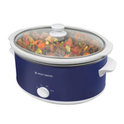 Slow Cooker 6-Quart Manual Crockery Style with Dishwasher Safe Oval Ceramic Crockpot and Glass Lid Two Temperature Settings Plus Keep Warm by West Bend – Model SCWB6QPTNW13