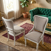 Upholstered Wingback Side Chair Set of by Starlight Canyon Home – Rubberwood Solids with White Oak and Birch Veneers, White, Pack of 2