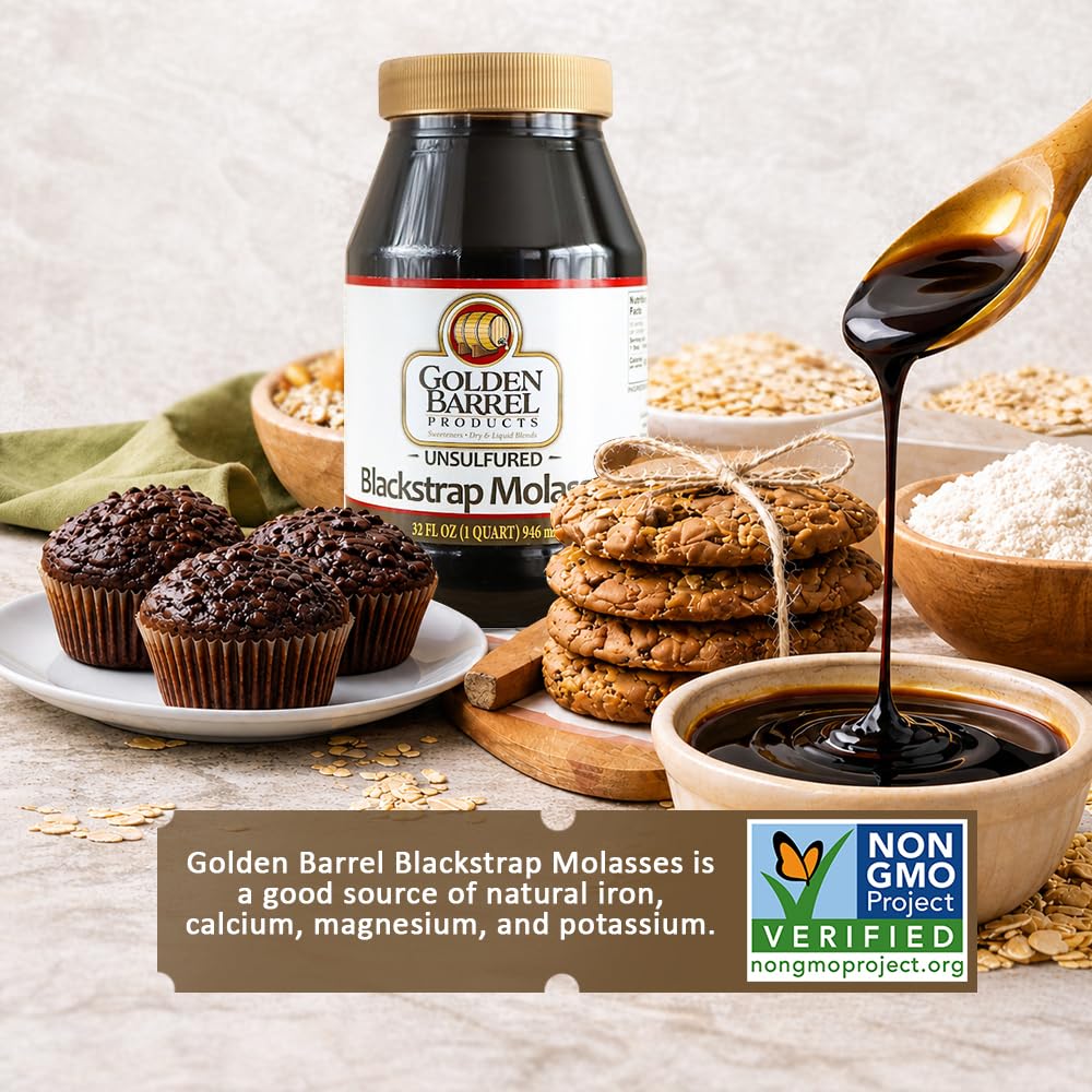 Unsulfured Molasses by GOLDEN BARREL – 32 Fl Oz (Pack of 1), Model BLAWM-12/32