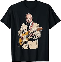 Winston Churchill Playing Electric Guitar Rocker Humor T-Shirt