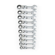 10 Pc 72T Stubby Flex Ratcheting Combination mm Wrench Set by GEARWRENCH – Alloy Steel, Solid Black, Model 9550