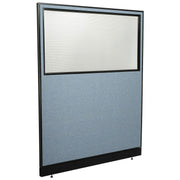 60-1/4"W x 76" H Office Partition Panel with Partial Window & Raceway by Global Industrial – Alloy Steel, Blue, Model 694697WNBL