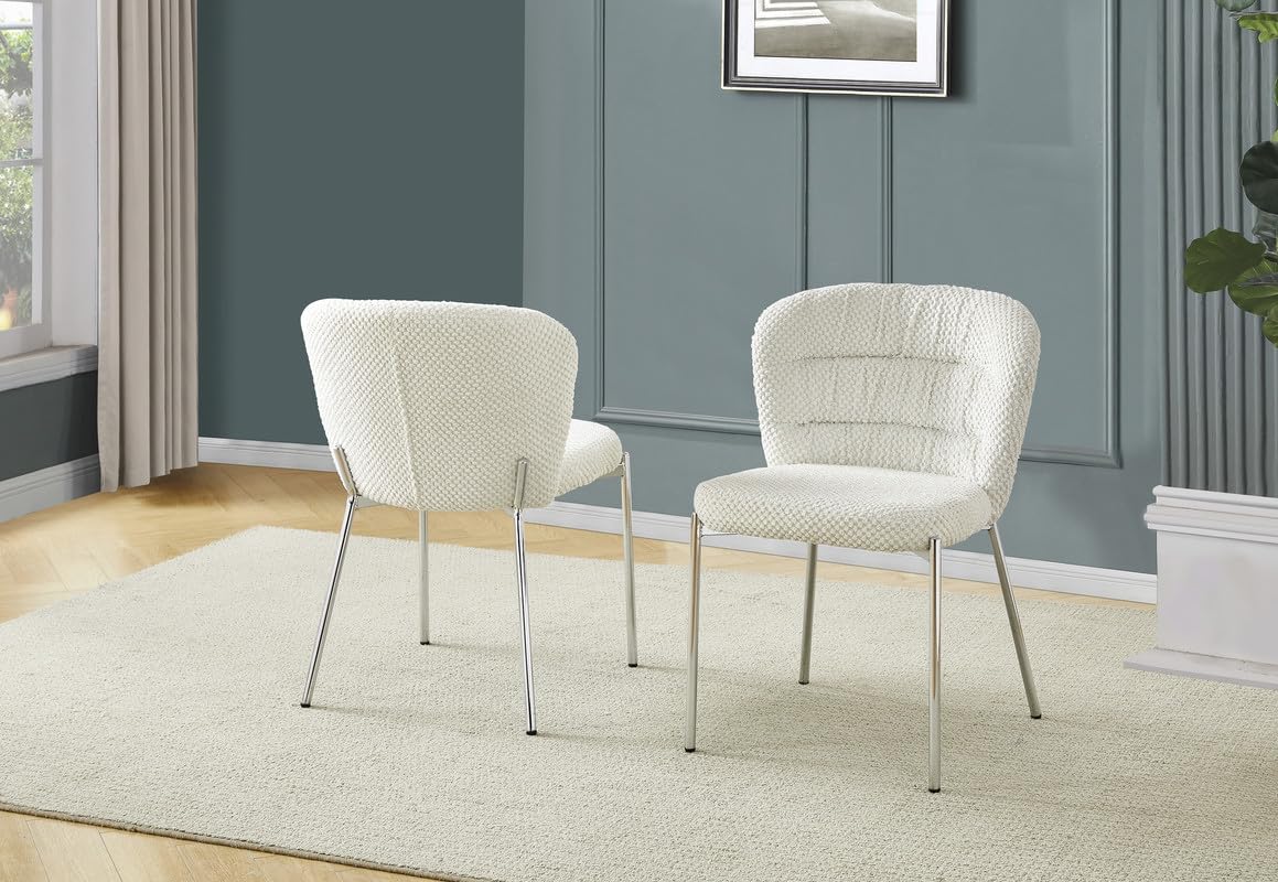 Best Quality Furniture Cream / Silver / 19" Side Chair / Modern, Chic, Transitional, Contemporary Chairs
