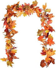 6.56ft Artificial Maple Leaf Garlands Fake Autumn Hanging Fall Leave Vines Faux Hanging Fall Foliage Wreath Plant Ornament for Thanksgiving Harvest Fireplace Party Decor