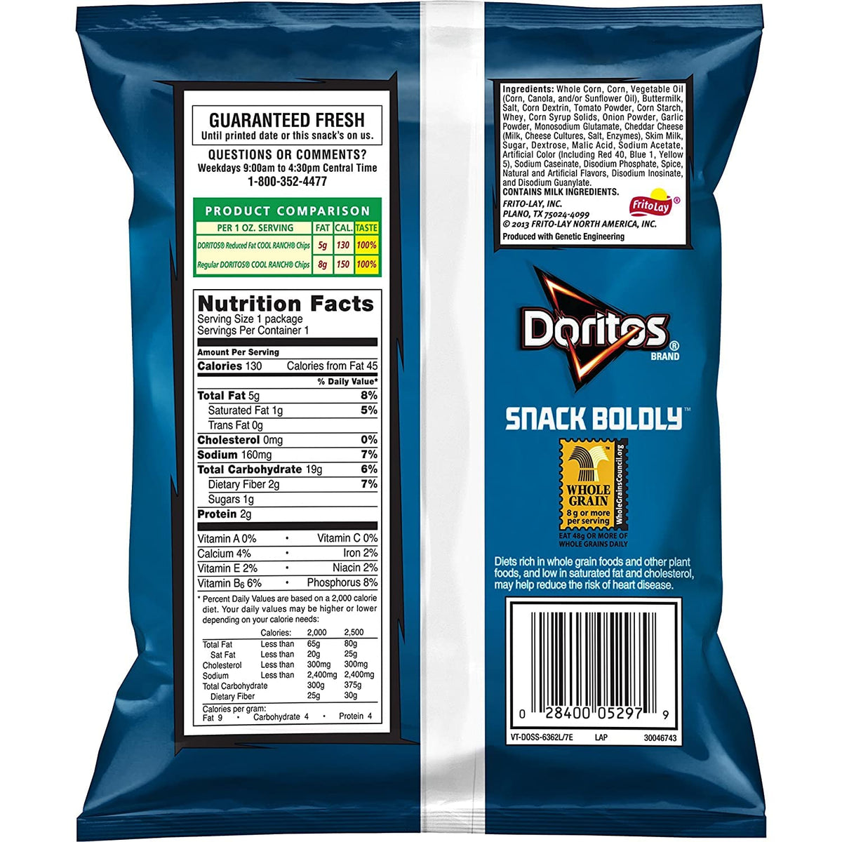 Doritos Reduced Fat Cool Ranch / 72 Count (Pack of 1) / 72 Tortilla