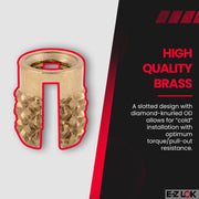 E-Z LOK 2-56 Pack of 50 / One Size / Gold Press-In Inserts