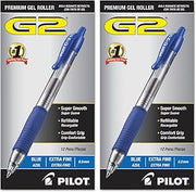PILOT G2 Premium Gel Roller Pens,Extra Fine Point 0.5 mm,Blue Ink Pens Extra Fine Point,- Ideal for School,Journaling,and Office Writing,12 Count (Pack of 2)