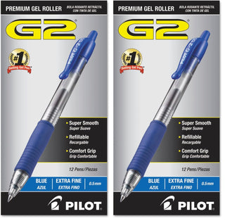G2 Premium Gel Roller Pens by PILOT – 12 Count (Pack of 2), Plastic, Blue Ink, Pack of 2, Model 31003