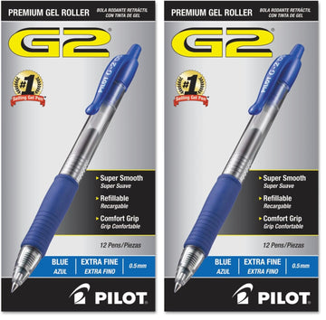 G2 Premium Gel Roller Pens by PILOT – 12 Count (Pack of 2), Plastic, Blue Ink, Pack of 2, Model 31003