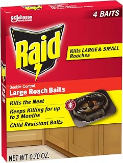 Raid Large Roach Baits, Child Resistant, For Indoor Use, Kills Roaches for 3 Months, 4 Count