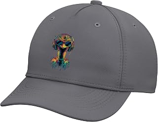 Ostrich Bird with Headphones Colorful Emu Music DJ Ostrich Adjustable Baseball Hat