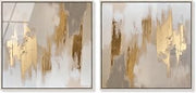 Taylor's Gold II SET Framed High-Gloss Acrylic Glass Wall Art Warm Boho Abstracts by Art Remedy, Silver Frame, 30 x 30