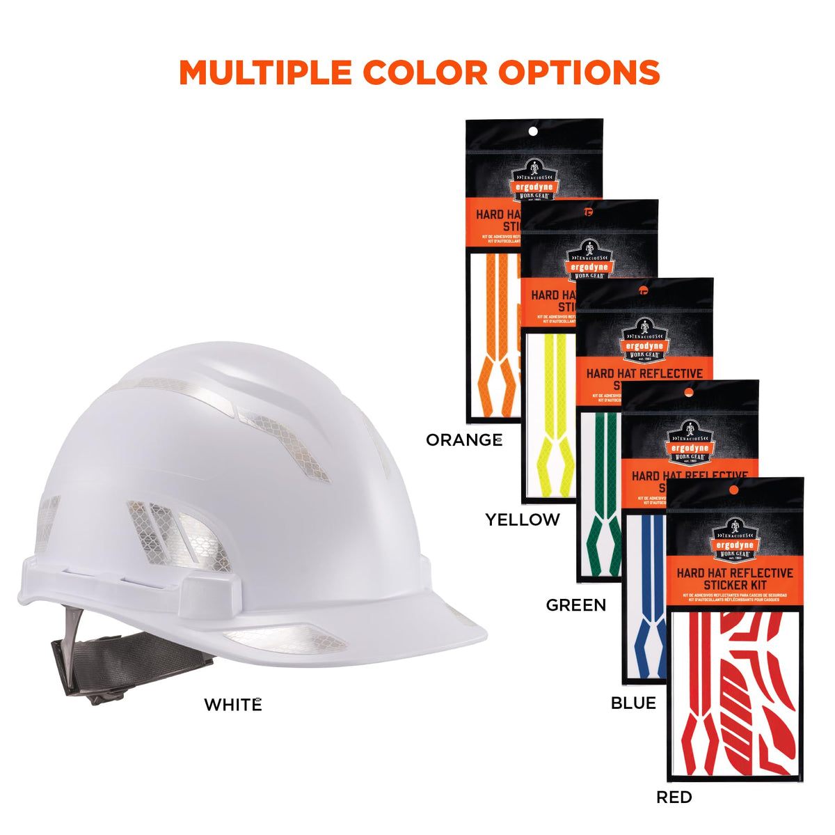 Skullerz 8961 Reflective Hard Hat Stickers by Ergodyne – Adhesive, White, Model 61100