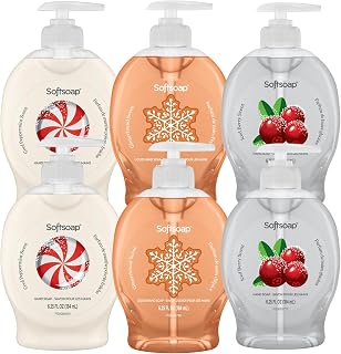 Softsoap Holiday Limited Edition Hand Soap Set, 6 Bottles, Gingerbread, Peppermint & Iced Berry Scents, 7.5 fl oz