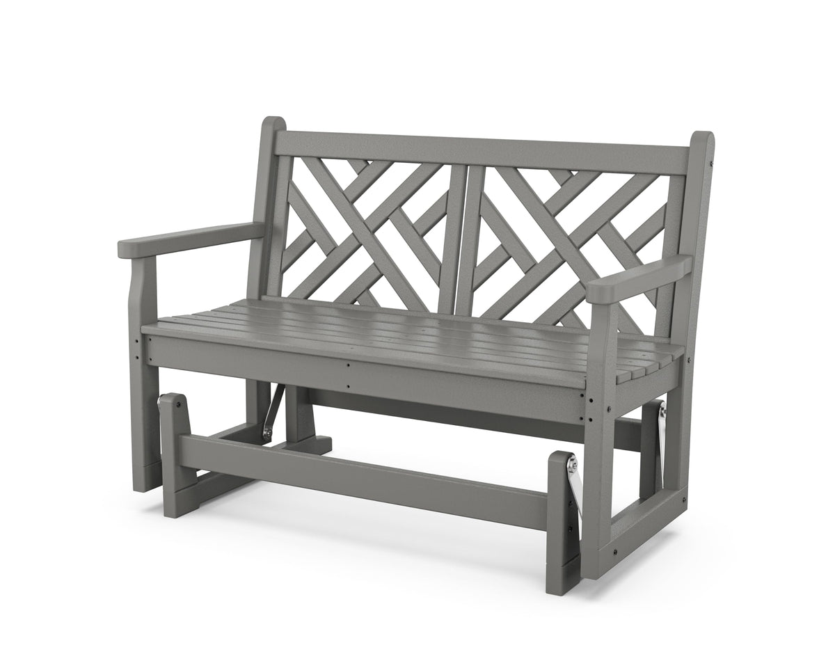 ® Chippendale Glider by Polywood – Medium, High Density Polyethylene, Slate Grey, Model CDG48GY