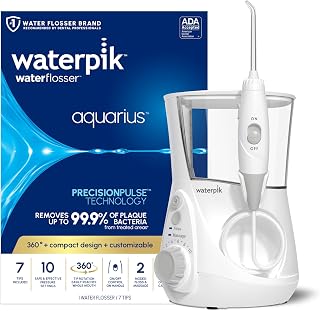 Waterpik Aquarius Countertop Water Flosser with 10 Settings, 7 Tips, White