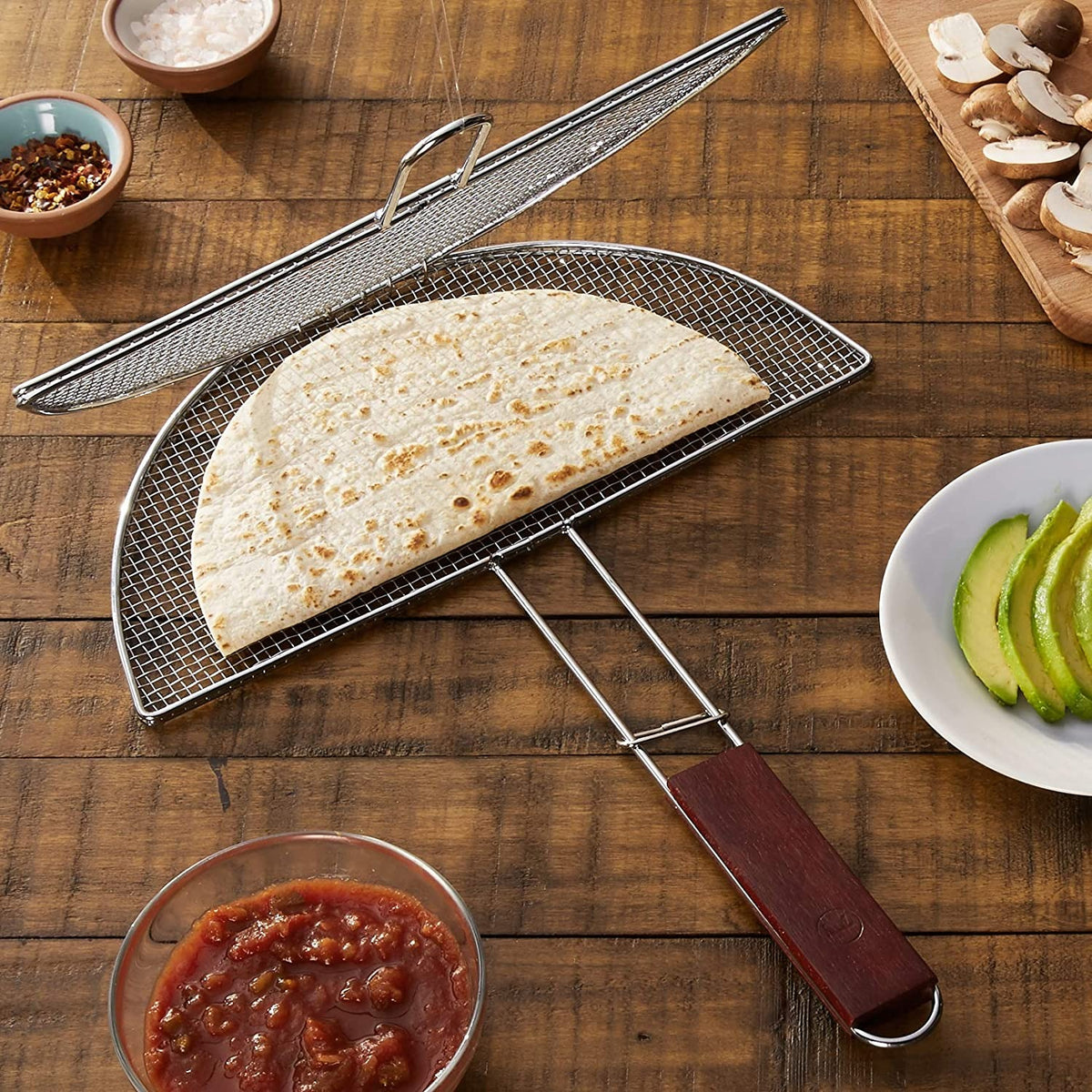 Outset QC76 Chrome Quesadilla Grill Basket, 12" Wide, Silver - photo 4