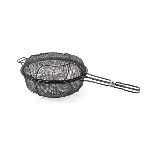 Outset QD77 Carbon Steel Grill Basket Skillet, 7" High, Black - Default Title