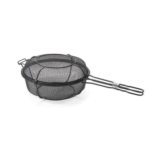 Outset QD77 Carbon Steel Grill Basket Skillet, 7" High, Black - Default Title