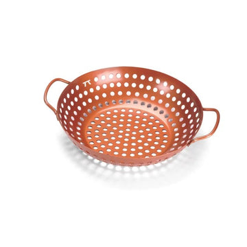 Outset Carbon Steel Grill Basket, 10 3/4" Diameter - Copper