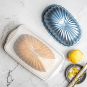 Formed Fluted Loaf with Keeper Set by Nordic Ware – 6-Cup, 6.0 cups, Aluminum, Twilight Blue Pan, Model 50056