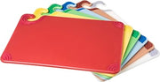 San Jamar Saf-T-Grip Plastic Cutting Board With Safety Hook, 12" x 18" x 0.5", Assorted Colors, (Set of 6)