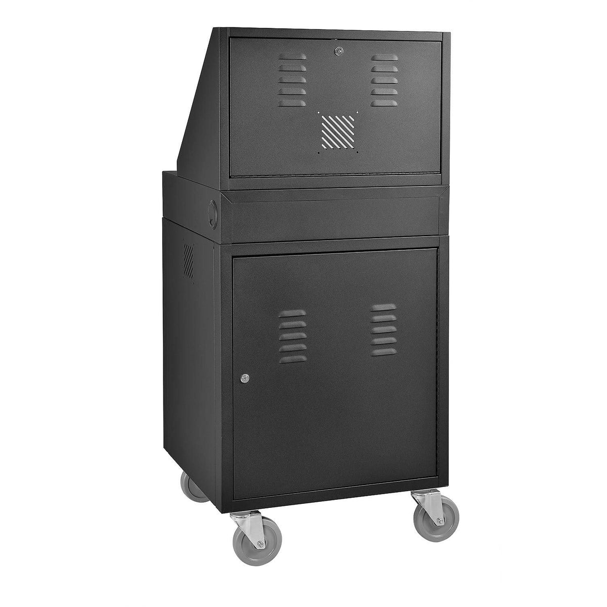 Mobile LCD Console Computer Cabinet for 21" Diagonal by Global Industrial – Steel, Black, Model 273115BK