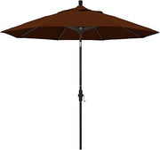 California Umbrella 9' Round Aluminum Market Umbrella, Crank Lift, Collar Tilt, Black Pole, Pacifica Brick