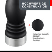 Salt or Pepper Mill FLAVIO by GEFU – Größe S, Stainless Steel Glass, Silver, Model 34633