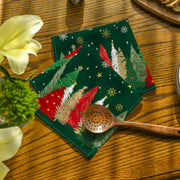 Horaldaily Cloth Napkins, Pine Tree Stars Print, Green, Set of 6