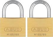 ABUS 55/60 2 Pack Solid Brass Padlock with 2 Keys for School, Gym | 2 9/32in (60mm) Wide, Keyed Alike